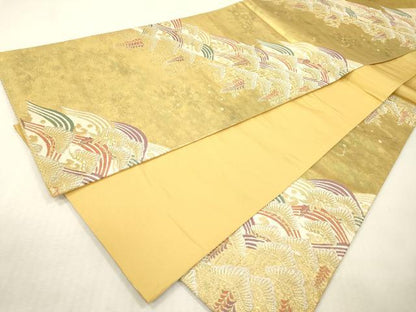 平和屋本店▼六通柄袋帯　絹衣松波文　本金箔　正絹　逸品　DABI7806fe