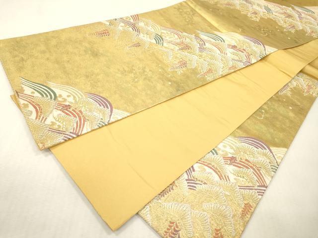 平和屋本店▼六通柄袋帯　絹衣松波文　本金箔　正絹　逸品　DABI7806fe