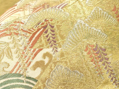 平和屋本店▼六通柄袋帯　絹衣松波文　本金箔　正絹　逸品　DABI7806fe