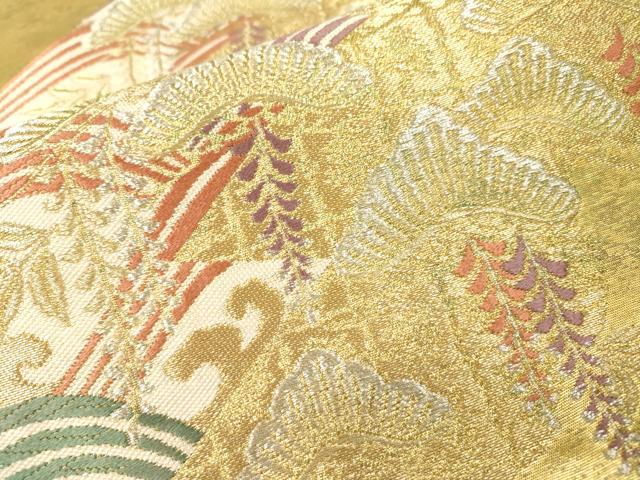平和屋本店▼六通柄袋帯　絹衣松波文　本金箔　正絹　逸品　DABI7806fe