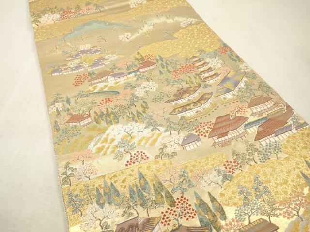 平和屋本店▼六通柄袋帯　古都　本金箔　正絹　逸品　DABI7810fe