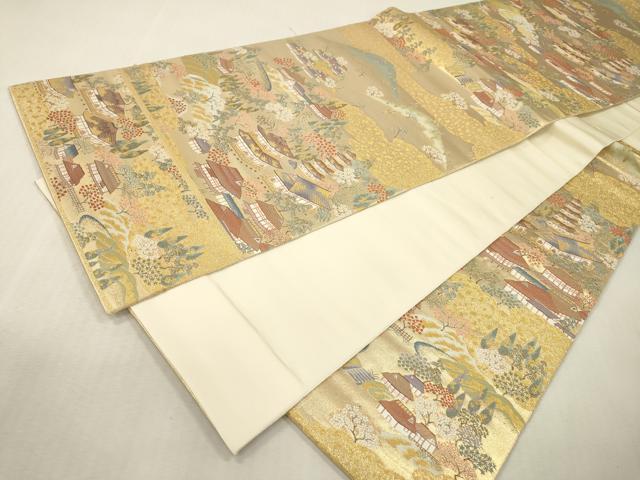 平和屋本店▼六通柄袋帯　古都　本金箔　正絹　逸品　DABI7810fe