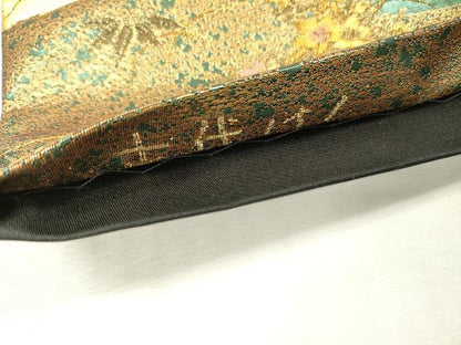 平和屋本店▼六通柄袋帯　金閣寺　古代はく　本金箔二重　正絹　逸品　DABI7812fe