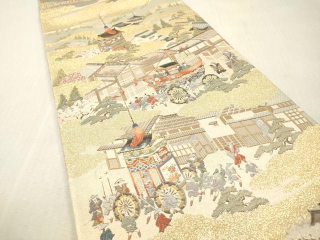 平和屋本店▼全通全景柄袋帯　洛中洛景　本金箔　正絹　逸品　DABI7813fe