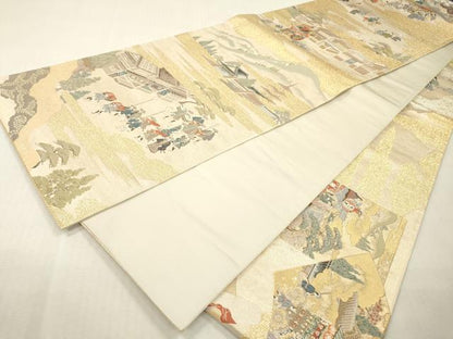 平和屋本店▼全通全景柄袋帯　洛中洛景　本金箔　正絹　逸品　DABI7813fe