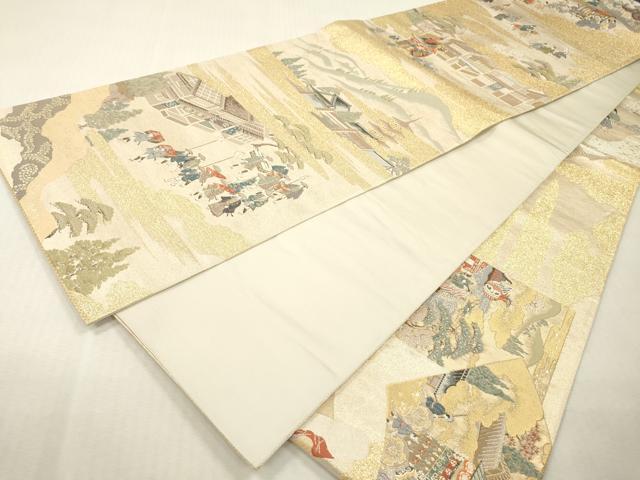平和屋本店▼全通全景柄袋帯　洛中洛景　本金箔　正絹　逸品　DABI7813fe