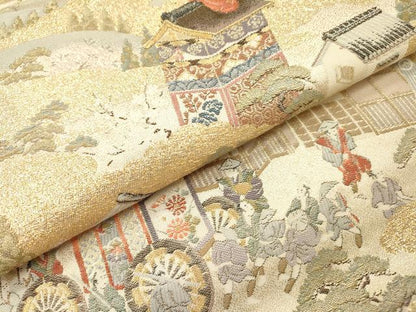 平和屋本店▼全通全景柄袋帯　洛中洛景　本金箔　正絹　逸品　DABI7813fe