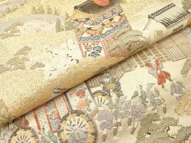 平和屋本店▼全通全景柄袋帯　洛中洛景　本金箔　正絹　逸品　DABI7813fe