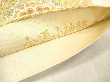 平和屋本店▼六通柄袋帯　全通小袖錦　正倉院花菱文　本金　正絹　逸品　DABI7814fe