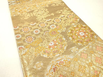 平和屋本店▼六通柄袋帯　正倉院蜀江花文　純金二重箔　正絹　逸品　DABI7815fe