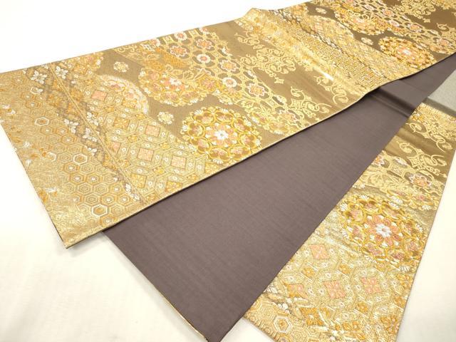 平和屋本店▼六通柄袋帯　正倉院蜀江花文　純金二重箔　正絹　逸品　DABI7815fe