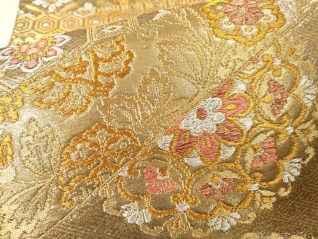 平和屋本店▼六通柄袋帯　正倉院蜀江花文　純金二重箔　正絹　逸品　DABI7815fe