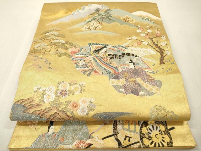 平和屋本店●西陣　長嶋成織物　ながしま帯　六通柄袋帯　平安花苑　瀞金錦　本金箔　共箱付き　正絹　逸品　DABI7816fe