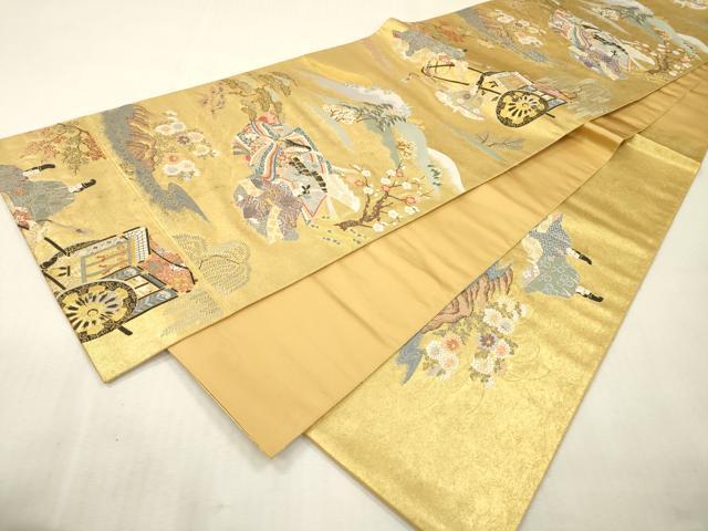 平和屋本店●西陣　長嶋成織物　ながしま帯　六通柄袋帯　平安花苑　瀞金錦　本金箔　共箱付き　正絹　逸品　DABI7816fe