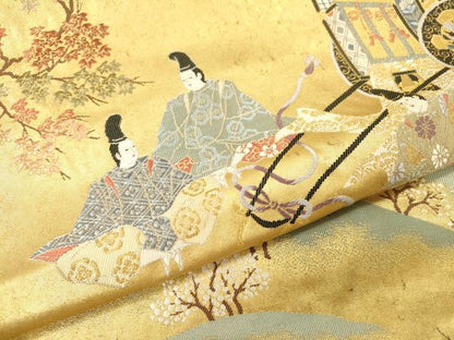 平和屋本店●西陣　長嶋成織物　ながしま帯　六通柄袋帯　平安花苑　瀞金錦　本金箔　共箱付き　正絹　逸品　DABI7816fe