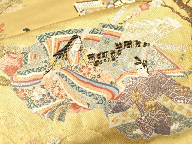 平和屋本店●西陣　長嶋成織物　ながしま帯　六通柄袋帯　平安花苑　瀞金錦　本金箔　共箱付き　正絹　逸品　DABI7816fe