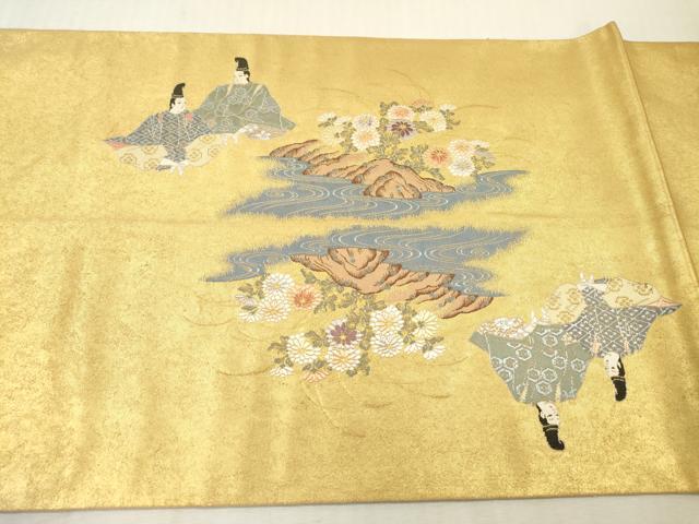 平和屋本店●西陣　長嶋成織物　ながしま帯　六通柄袋帯　平安花苑　瀞金錦　本金箔　共箱付き　正絹　逸品　DABI7816fe