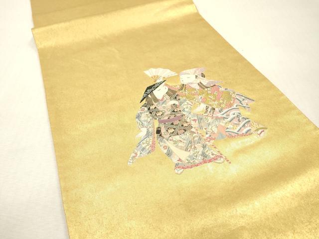 平和屋本店●西陣 長嶋成織物 ながしま帯 加賀友禅の巨匠 初代 由水十久 太鼓柄袋帯 阿国 瀞金錦 本金箔 証明書付き 正絹 逸品 DABI7818fe