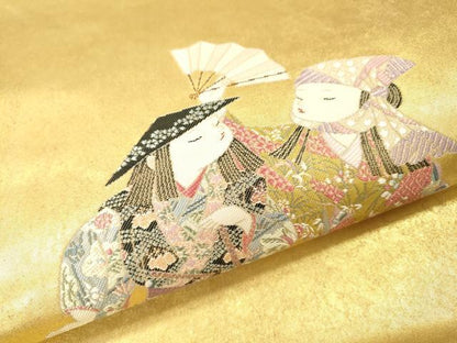 平和屋本店●西陣 長嶋成織物 ながしま帯 加賀友禅の巨匠 初代 由水十久 太鼓柄袋帯 阿国 瀞金錦 本金箔 証明書付き 正絹 逸品 DABI7818fe