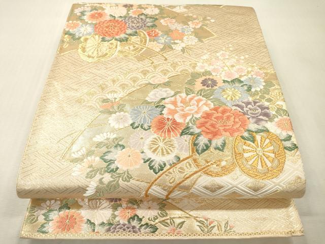 平和屋本店▼六通柄袋帯　唐織　花小袖　本金箔　正絹　逸品　DABI7821fe