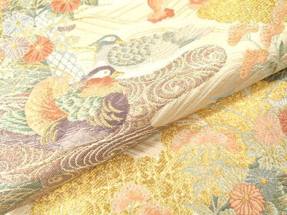 平和屋本店▼六通柄袋帯　唐織　九百錦　裂取御所華文　本金箔　正絹　逸品　DABI7825fe