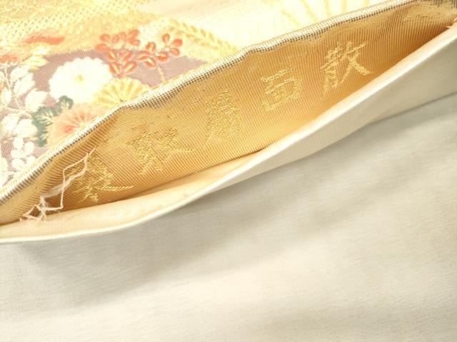 平和屋本店▼六通柄袋帯　唐織　九百錦　裂取扇面文　本金箔　正絹　逸品　DABI7826fe