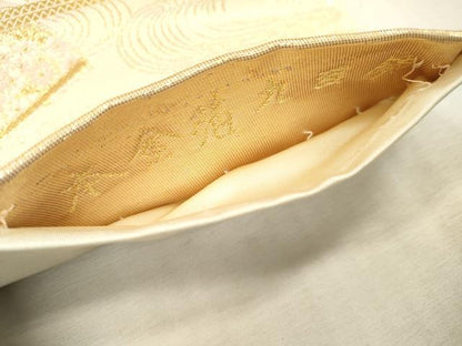 平和屋本店▼六通柄袋帯　唐織　九百錦　裂取扇面文　本金箔　正絹　逸品　DABI7826fe