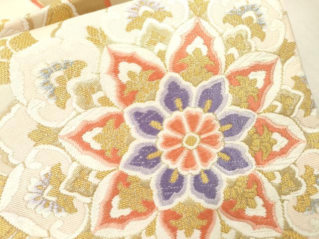 平和屋本店▼西陣　橋本テル織物謹製　六通柄袋帯　立湧華文　24K箔　証紙付き　正絹　逸品　DABI7827fe