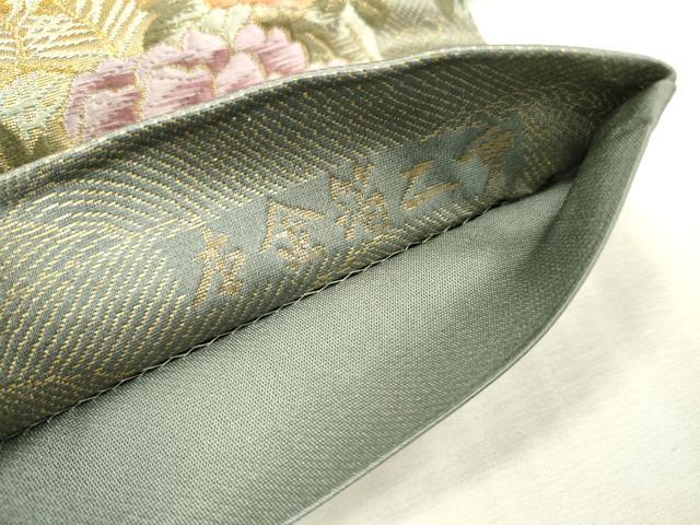 平和屋本店▼六通柄袋帯　唐織　草華花　純泥万葉　本金箔二重　正絹　逸品　DABI7828fe