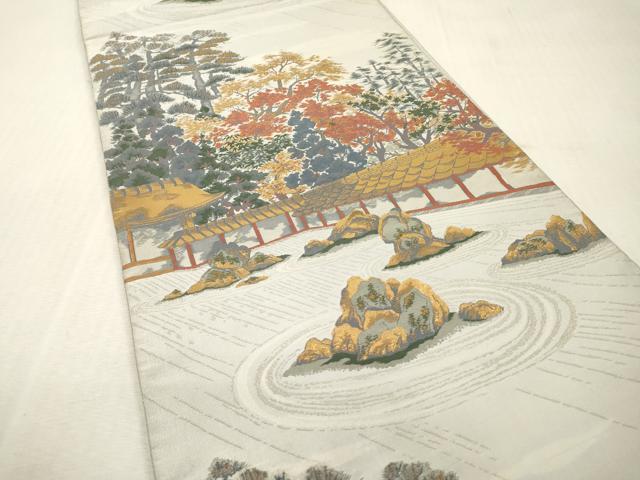 平和屋本店▼六通柄袋帯　紹巴　龍安寺　純金箔　正絹　逸品　DABI7830fe