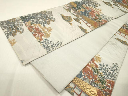 平和屋本店▼六通柄袋帯　紹巴　龍安寺　純金箔　正絹　逸品　DABI7830fe