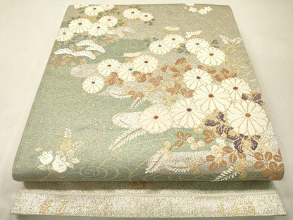 平和屋本店▼六通柄袋帯　唐織　華匠つづれ　秋草　本金箔　正絹　逸品　DABI7831fe