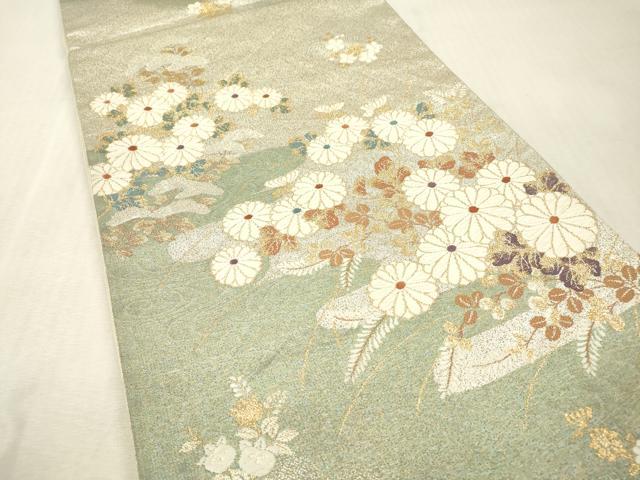 平和屋本店▼六通柄袋帯　唐織　華匠つづれ　秋草　本金箔　正絹　逸品　DABI7831fe