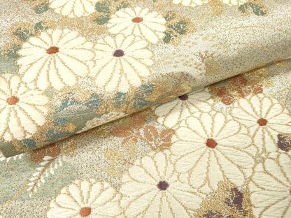 平和屋本店▼六通柄袋帯　唐織　華匠つづれ　秋草　本金箔　正絹　逸品　DABI7831fe