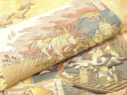 平和屋本店▼六通柄袋帯　東海道五拾三次　本金二重箔　正絹　逸品　DABI7832fe