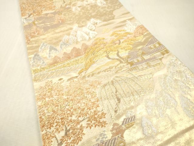 平和屋本店▼六通柄袋帯　日本の街並　倉敷　本金箔　正絹　逸品　DABI7840fe