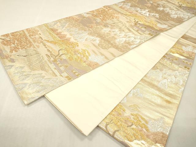 平和屋本店▼六通柄袋帯　日本の街並　倉敷　本金箔　正絹　逸品　DABI7840fe