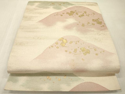 平和屋本店▼六通柄袋帯　明綴　九百袋帯　箔散らし重ね山文　本金箔24K　正絹　逸品　DABI7844fe