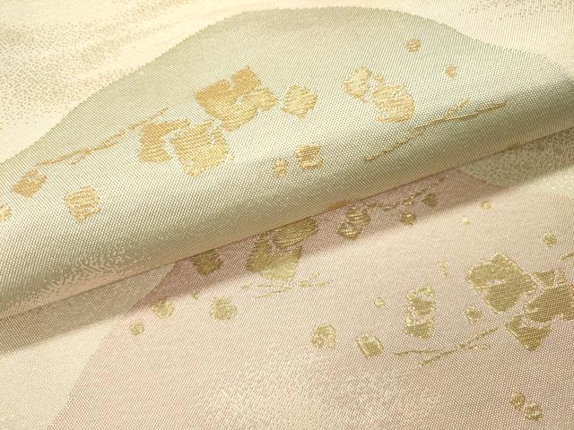 平和屋本店▼六通柄袋帯　明綴　九百袋帯　箔散らし重ね山文　本金箔24K　正絹　逸品　DABI7844fe