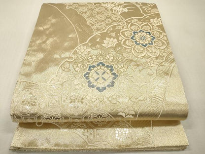 平和屋着物▼六通柄袋帯　正倉院鴛鴦花文　金箔二重織　正絹　逸品　DABI7846fe