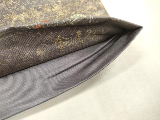 平和屋本店●太鼓柄袋帯　唐織　熊野能絵文　金泥箔　本金箔　正絹　逸品　DABI7848fe