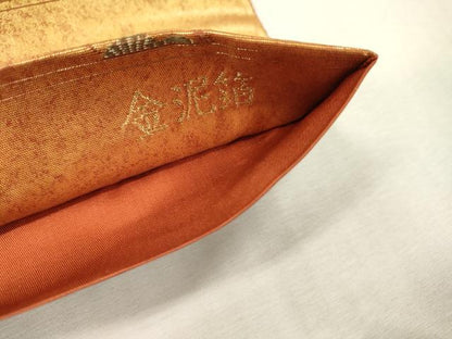 平和屋本店●太鼓柄袋帯　唐織　鴛鴦春秋絵巻　金泥箔　本金箔　正絹　逸品　DABI7849fe