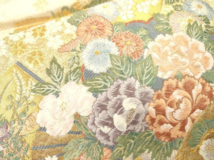 平和屋本店▼六通柄袋帯　唐織　九百錦　裂取薫花文　本金箔　正絹　逸品　DABI7855fe