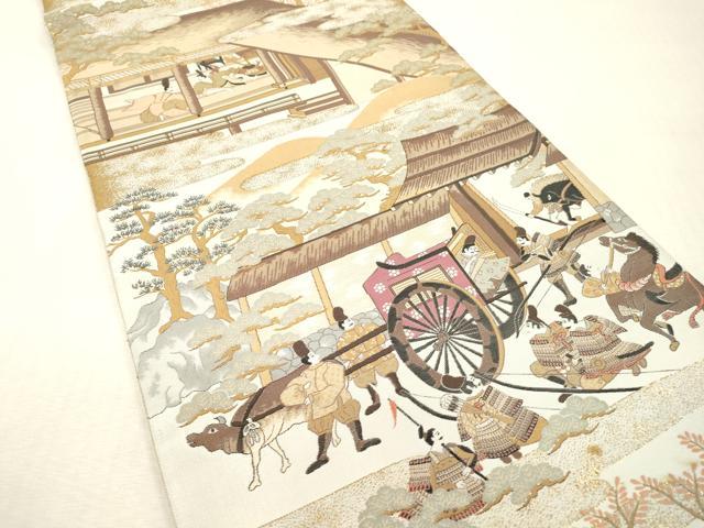 平和屋本店▼六通柄袋帯　紹巴　平治物語　本金箔　正絹　逸品　DABI7856fe