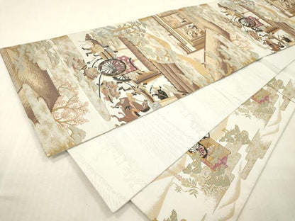 平和屋本店▼六通柄袋帯　紹巴　平治物語　本金箔　正絹　逸品　DABI7856fe