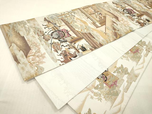 平和屋本店▼六通柄袋帯　紹巴　平治物語　本金箔　正絹　逸品　DABI7856fe