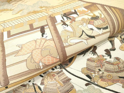 平和屋本店▼六通柄袋帯　紹巴　平治物語　本金箔　正絹　逸品　DABI7856fe