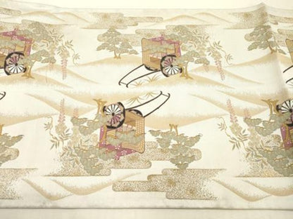 平和屋本店▼六通柄袋帯　紹巴　平治物語　本金箔　正絹　逸品　DABI7856fe