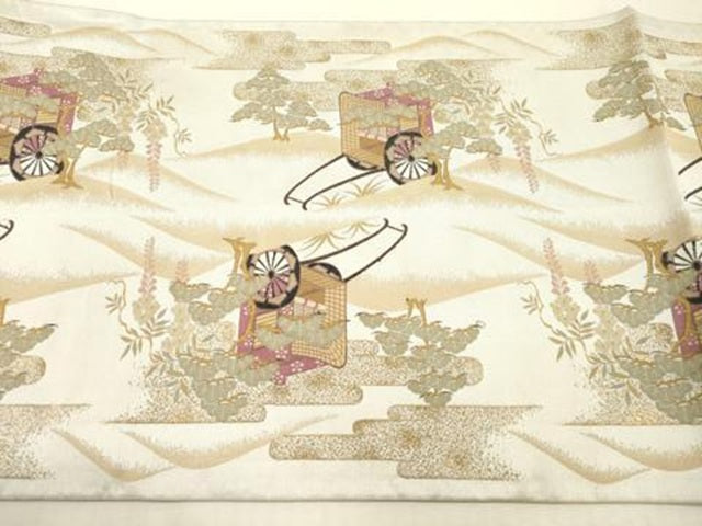 平和屋本店▼六通柄袋帯　紹巴　平治物語　本金箔　正絹　逸品　DABI7856fe
