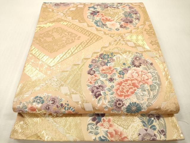 平和屋本店▼六通柄袋帯　天井菱華文　純金箔24K　正絹　逸品　DABI7860fe